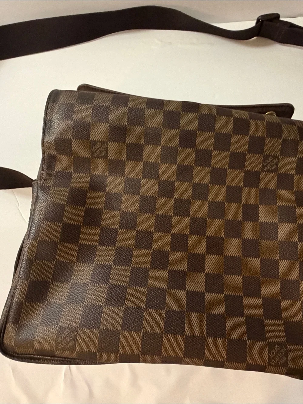 Louis Vuitton Damier Ebene Checkered Messenger Bag in Brown